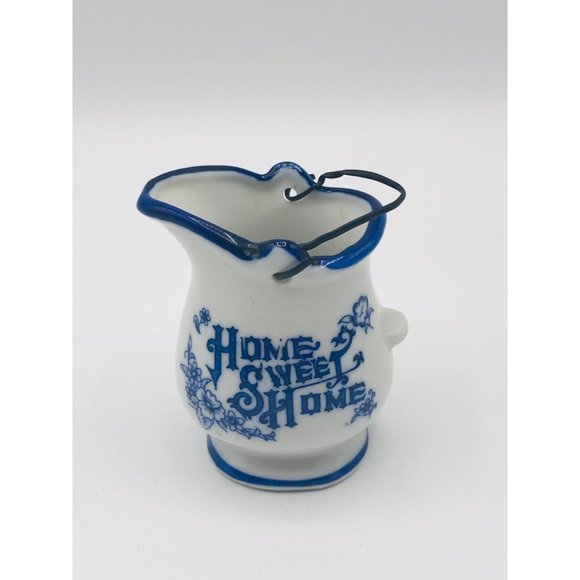 Vintage Home Sweet Home delft blue and white ceramic mini pitcher with handle. - Picture 8 of 8